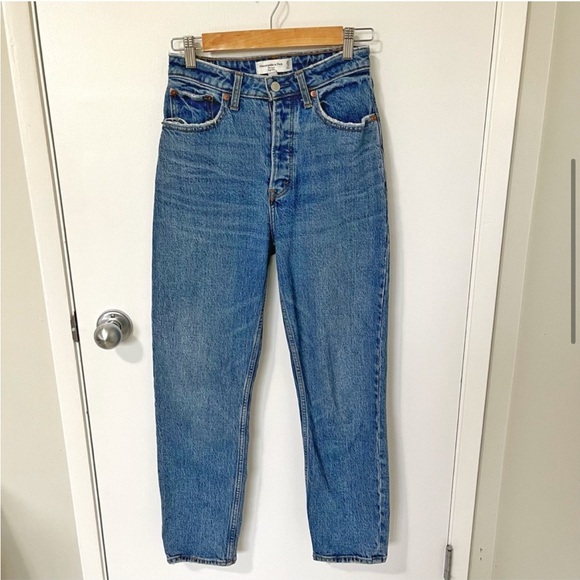 Abercrombie & Fitch Dad High Rise Curve Love Jeans Blue size 25 - Picture 6 of 16